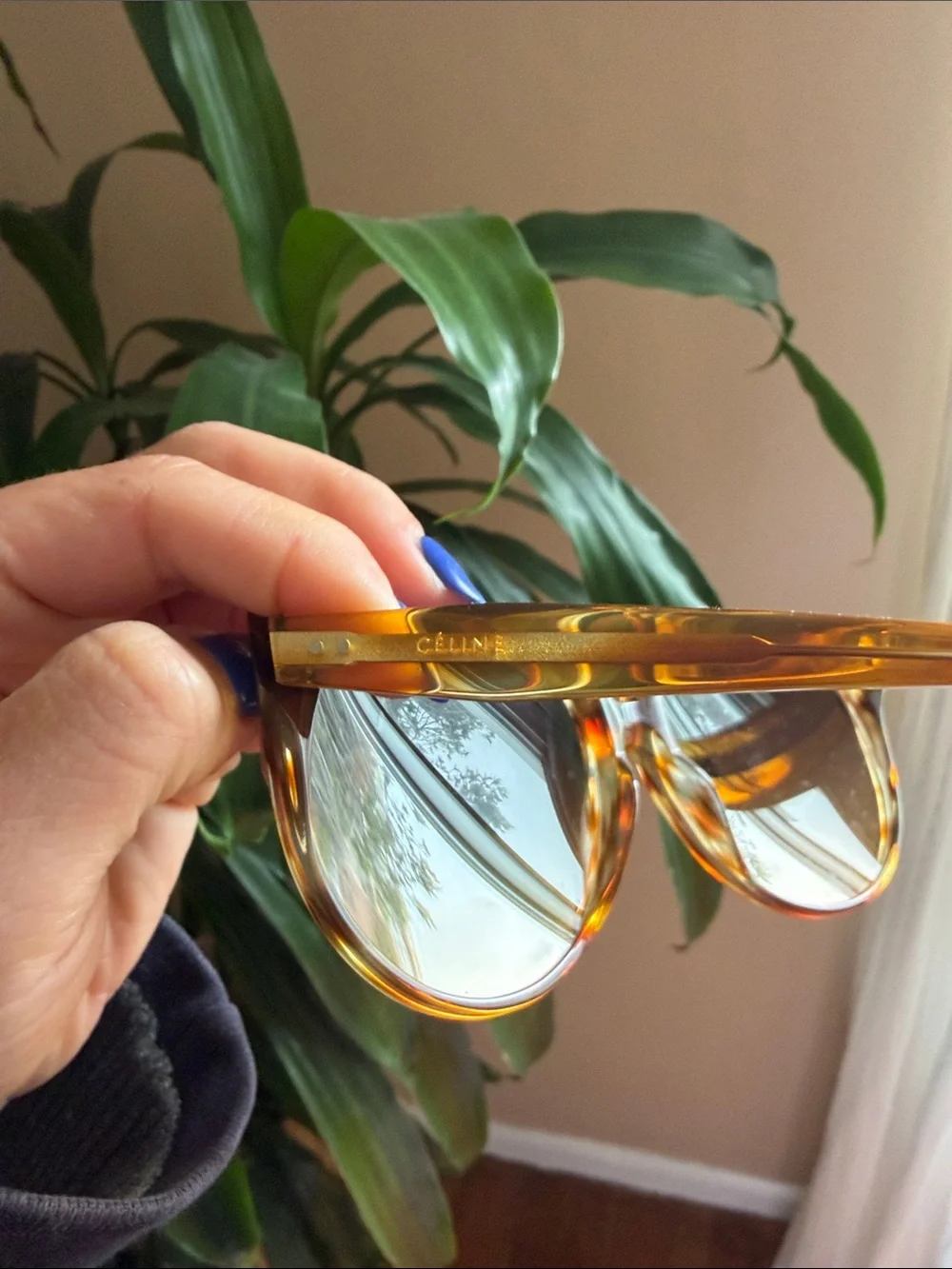Celine Blonde Havana Full Rim Tortoiseshell Gradient Lens Women's Sunglasses